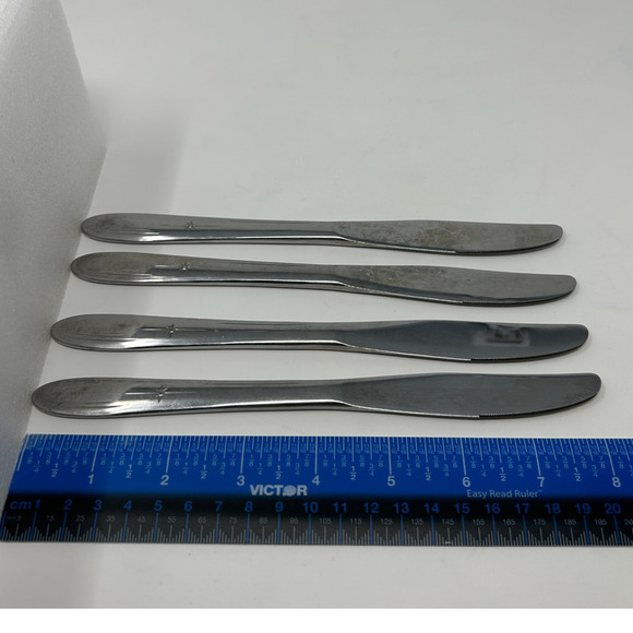 4 Everlasting Stainless Atomic Star Flatware EVR1 Solid Handle Dinner Knives 8" - Picture 8 of 9